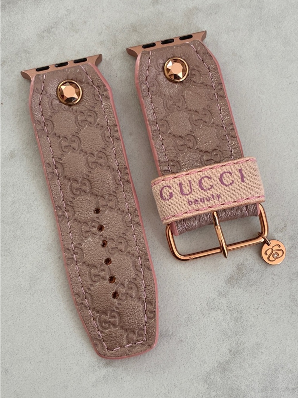 Spark*l Authentic Upcycled Rose Gold Micro GG Apple Watch Band - Size 2, 38-41mm